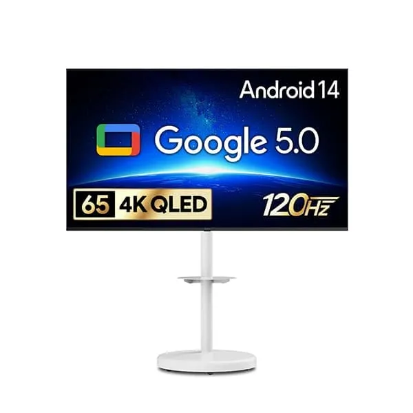 더함 스마트 구글 5.0 OS 안드로이드 14 QLED TV 65인치 + 이동형스탠드